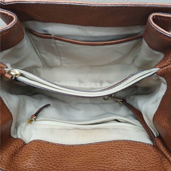 Brahmin Genuine Pebbled Leather Flap Shoulder Crossbody Bag Retro Twist Lock - Picture 8 of 15